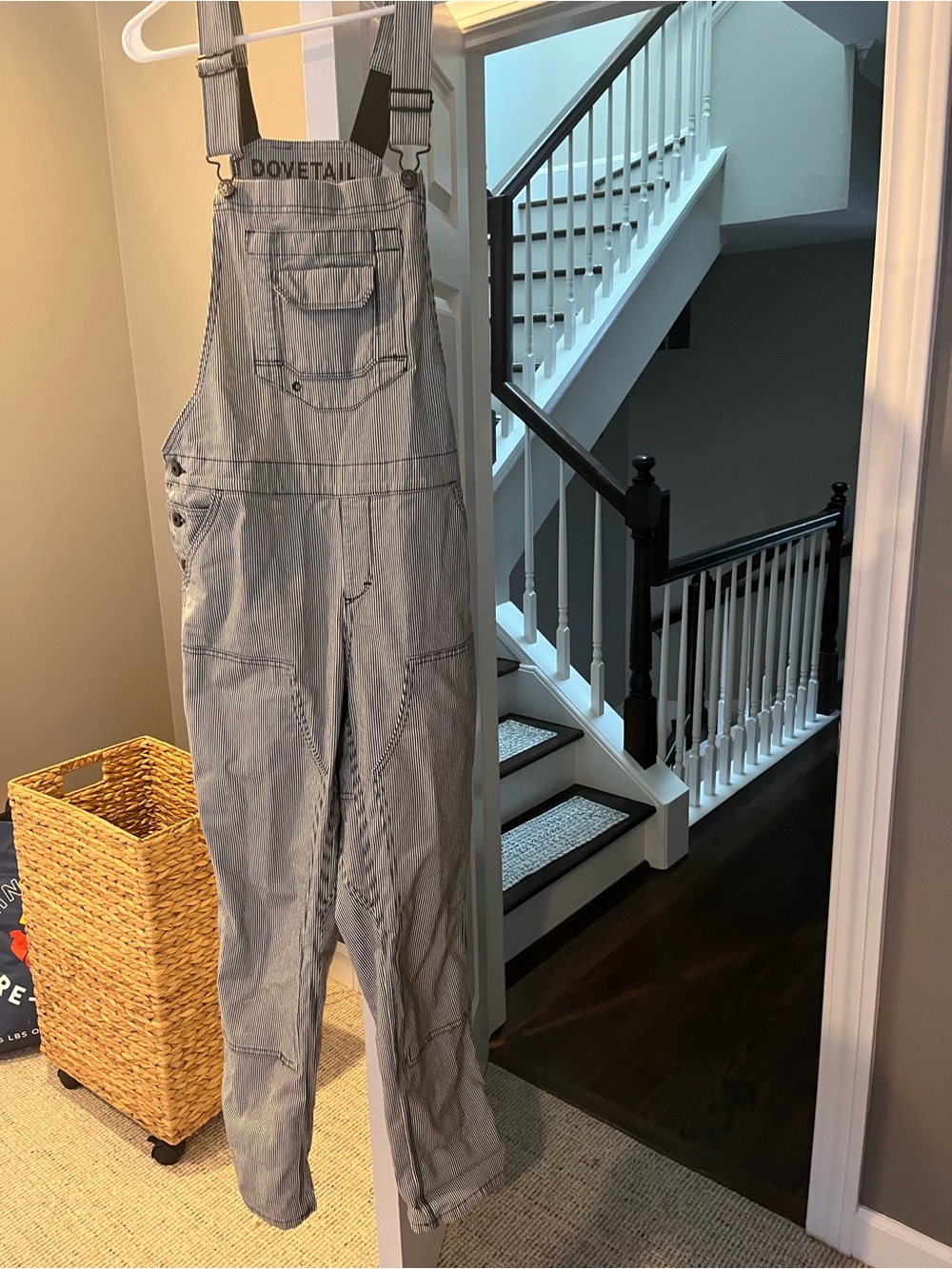 Dovetail pinstriped Denim Overalls in Light Blue - runs small